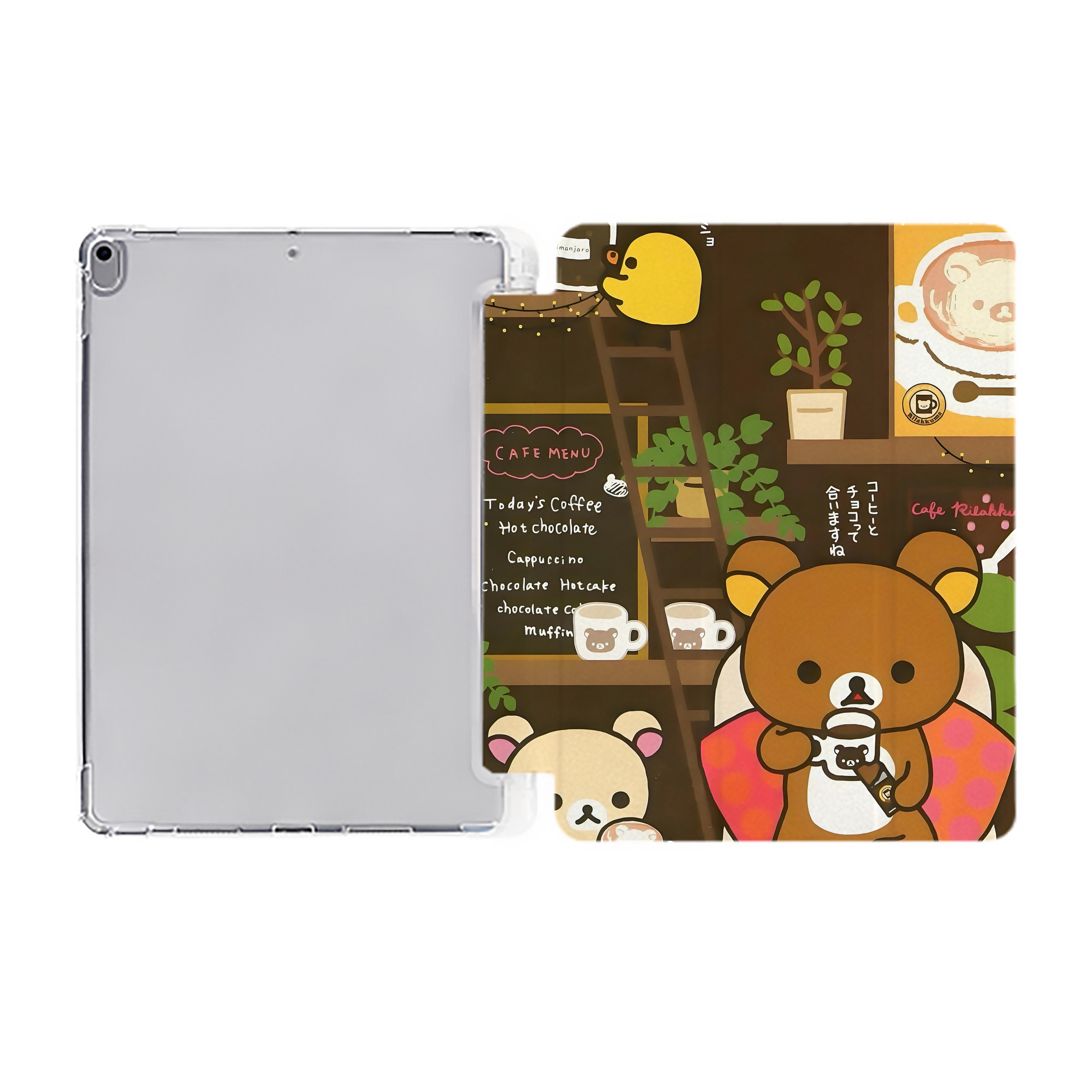 （画像用） リラックマ リラックマ キイロイトリ Rilakkuma Korilakkuma Kiiroitori IPad ケース ペン収納付き 三つ折りスタンド PUレザー×シリコン 対応機種9.5/10.5/10.9インチ